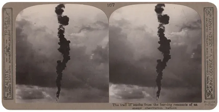 Framed Print : Smoke trail of observation balloon, WW1 Framed Print : Smoke trail of observation balloon, WW1