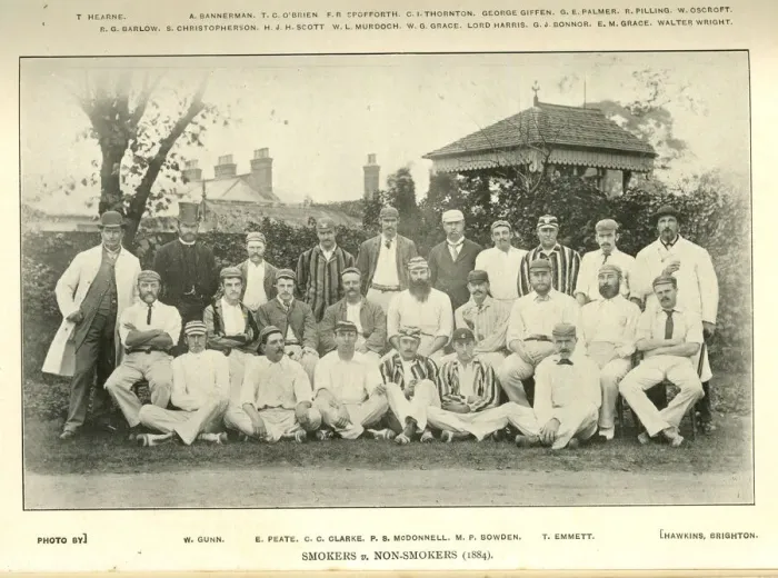 Framed Print : Smokers v Non-Smokers Cricket Teams Framed Print : Smokers v Non-Smokers Cricket Teams