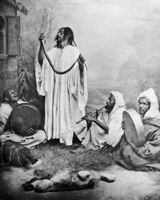Framed Print : Snake charmer, North Africa Framed Print : Snake charmer, North Africa