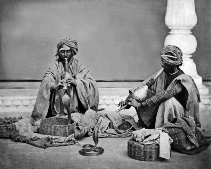 Framed Print : Two snake charmers, India Framed Print : Two snake charmers, India