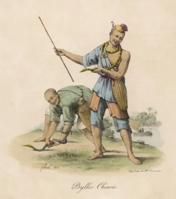 Framed Print : Snake Handlers - China Framed Print : Snake Handlers - China