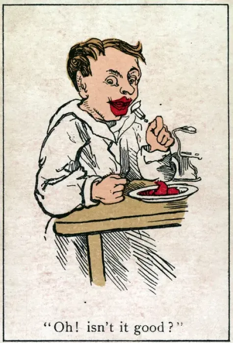 Framed Print : Snap Playing Card - Boy enjoying a meal Framed Print : Snap Playing Card - Boy enjoying a meal