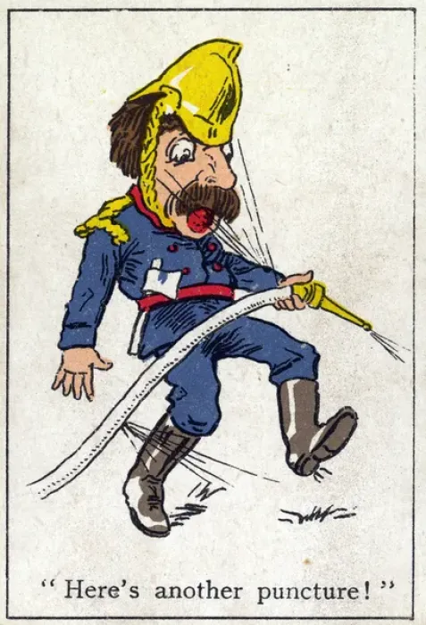 Framed Print : Snap Playing Card - Fireman with punctured hose Framed Print : Snap Playing Card - Fireman with punctured hose