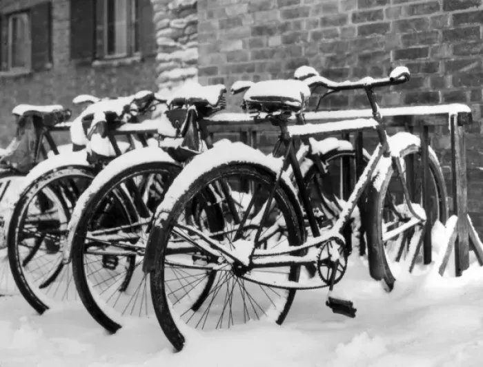 Framed Print : Snow-Covered Bicycles Framed Print : Snow-Covered Bicycles