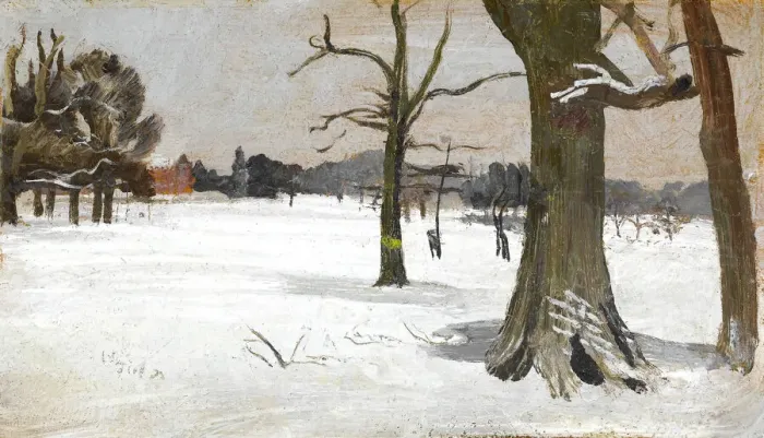 Framed Print : Snow scene, by Charles Sims, WW1 Framed Print : Snow scene, by Charles Sims, WW1