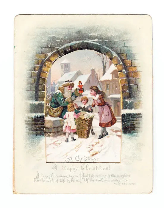 Framed Print : Snow scene with Santa Claus on a Christmas card Framed Print : Snow scene with Santa Claus on a Christmas card