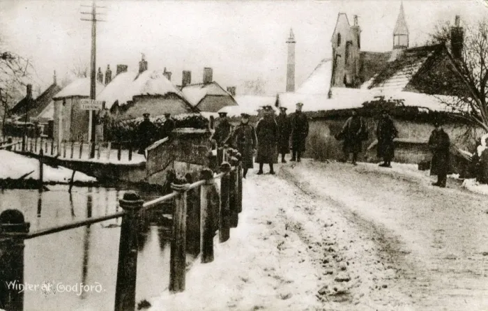 Framed Print : Snow Scene with World War One Soldiers, Codford, Wiltshire Framed Print : Snow Scene with World War One Soldiers, Codford, Wiltshire
