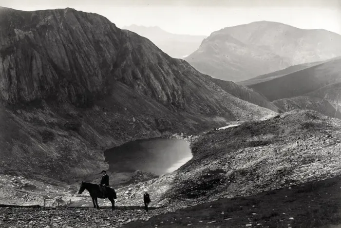 Framed Print : Snowdonia, Wales - ascent from Llanberis - man and horse Framed Print : Snowdonia, Wales - ascent from Llanberis - man and horse