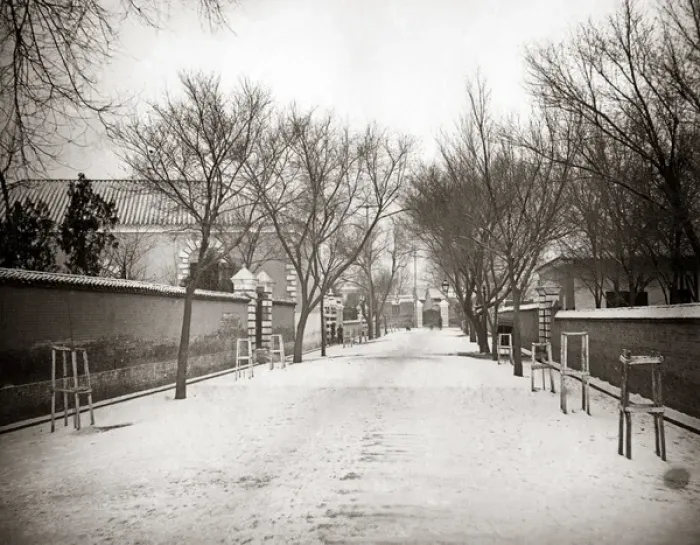 Framed Print : Snowy street in Tienstin (Tianjin) China, circa 1880s Framed Print : Snowy street in Tienstin (Tianjin) China, circa 1880s