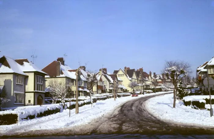 Framed Print : SNOWY SUBURBIA 1968 Framed Print : SNOWY SUBURBIA 1968