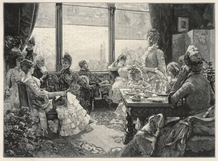 Framed Print : SOCIAL / 5 OCLOCK TEA 19C Framed Print : SOCIAL / 5 OCLOCK TEA 19C