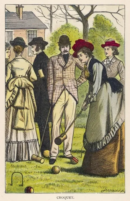 Framed Print : SOCIAL / CROQUET IN GARDEN Framed Print : SOCIAL / CROQUET IN GARDEN