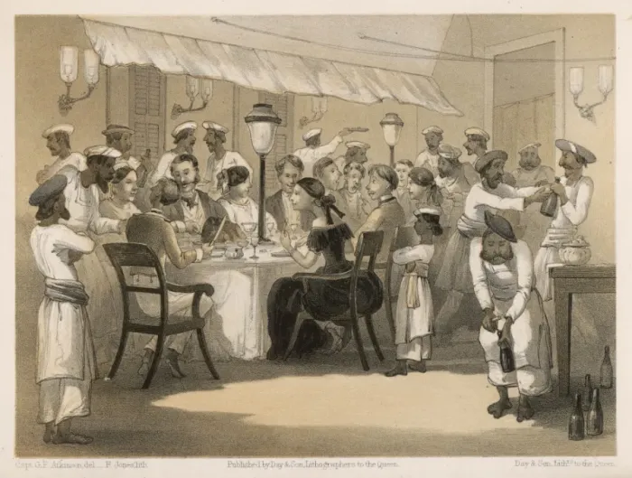 Framed Print : Social / India / Dinner 1860 Framed Print : Social / India / Dinner 1860