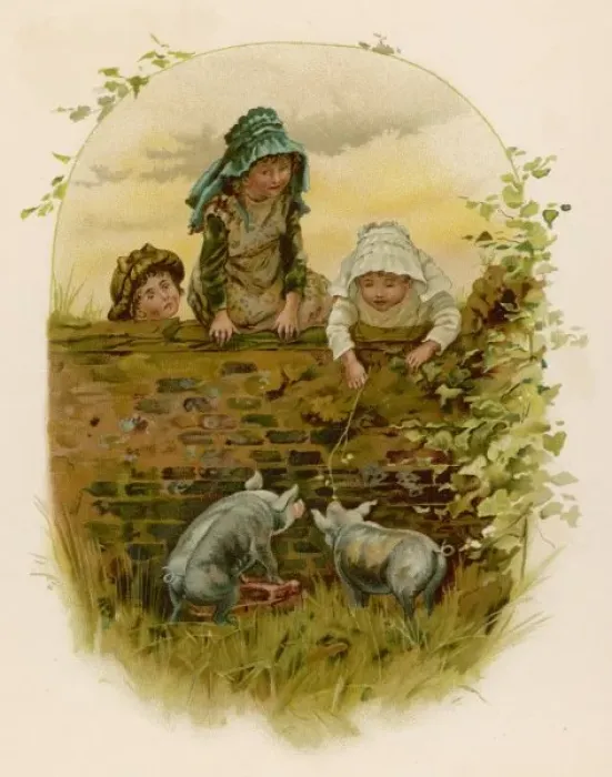 Framed Print : Social / Kids & Pigs 1880S Framed Print : Social / Kids & Pigs 1880S
