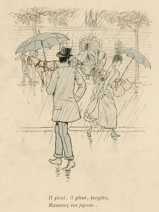 Framed Print : Social / Paris Rain 1890 Framed Print : Social / Paris Rain 1890
