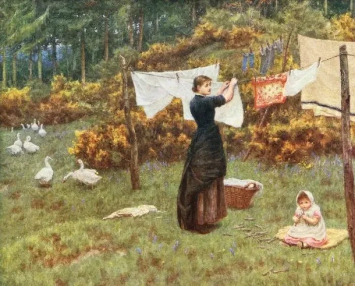 Framed Print : Social / Washing Day 19C Framed Print : Social / Washing Day 19C