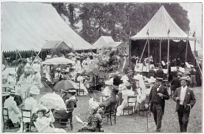 Framed Print : Socialising in the clubland lawn. Date: 1901 Framed Print : Socialising in the clubland lawn. Date: 1901