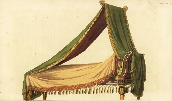 Framed Print : Sofa bed or lit de repos in the French deshabille style Framed Print : Sofa bed or lit de repos in the French deshabille style
