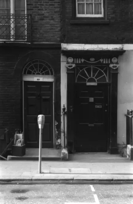 Framed Print : Soho, London - two front doors with fanlights Framed Print : Soho, London - two front doors with fanlights
