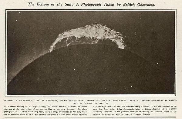 Solar Eclipse 1919. The eclipse of the sun - a photograph taken by British