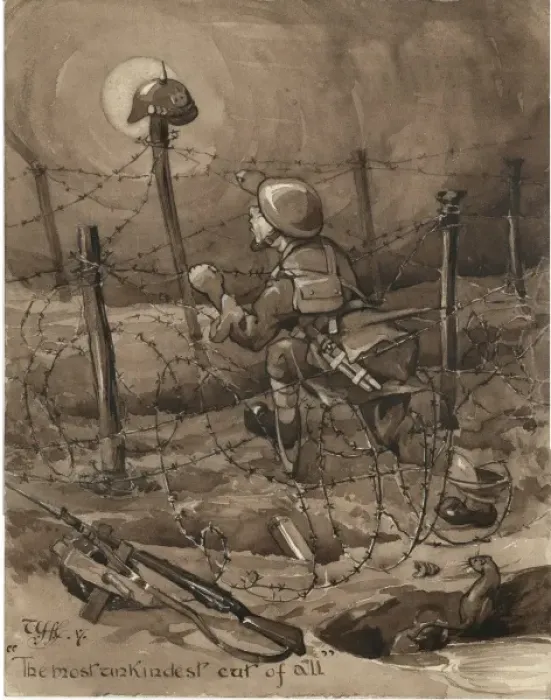 Framed Print : Soldier in Barbed Wire