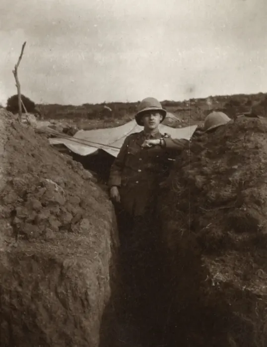 Framed Print : Soldier in a communication trench, WW1 Framed Print : Soldier in a communication trench, WW1