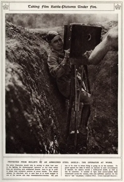 Framed Print : Soldier filming in trench 1916 Framed Print : Soldier filming in trench 1916