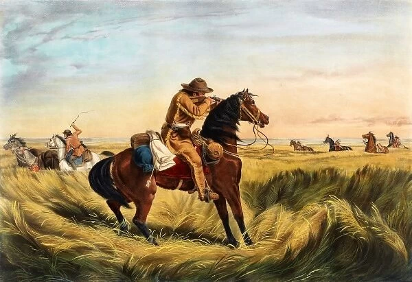 Soldier firing gun at American Indians