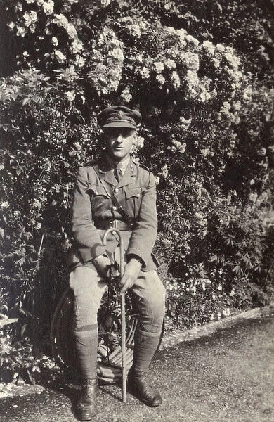 Soldier in a garden, WW1