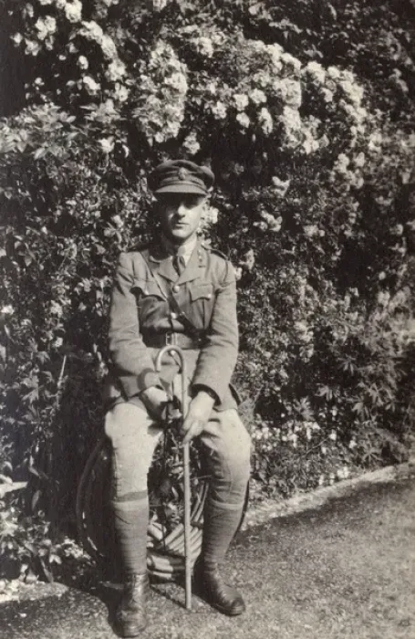 Framed Print : Soldier in a garden, WW1 Framed Print : Soldier in a garden, WW1