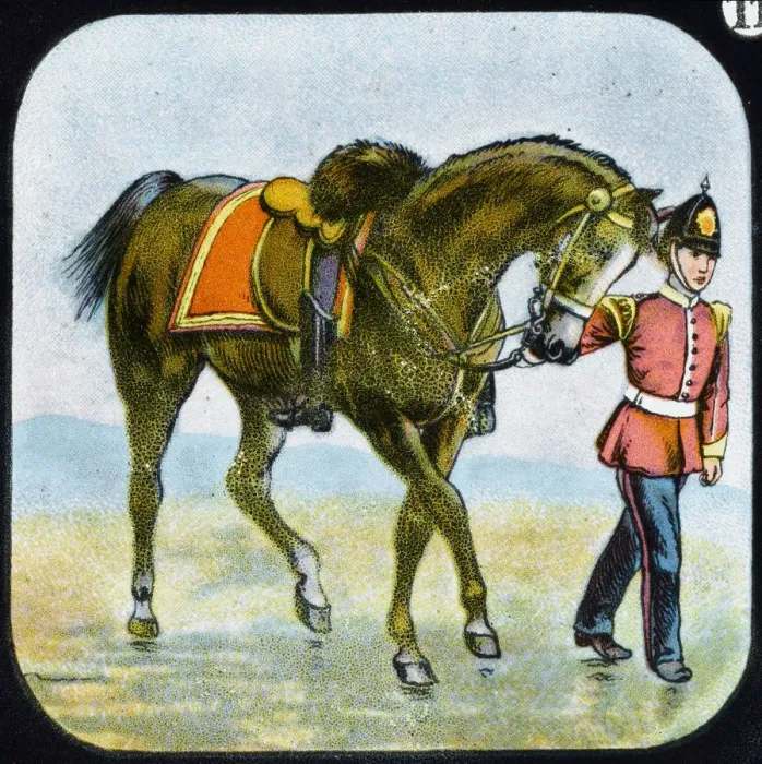 Framed Print : Soldier Leading a Horse Framed Print : Soldier Leading a Horse