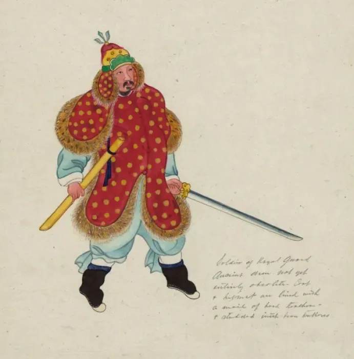 Framed Print : Soldier of the Royal Guard. Ancient dress not yet entirely o Framed Print : Soldier of the Royal Guard. Ancient dress not yet entirely o