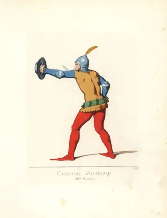 Framed Print : Soldier with small shield, sword and plumed Framed Print : Soldier with small shield, sword and plumed