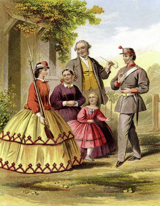 Framed Print : Soldier surprised by sweetheart standing with his rifle Framed Print : Soldier surprised by sweetheart standing with his rifle