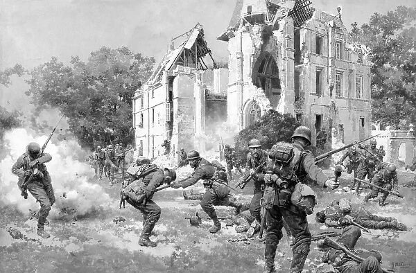 Soldiers in action on Western Front, WW1
