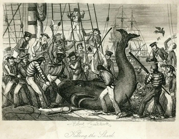 Framed Print : SOLDIERS CATCH SHARK Framed Print : SOLDIERS CATCH SHARK