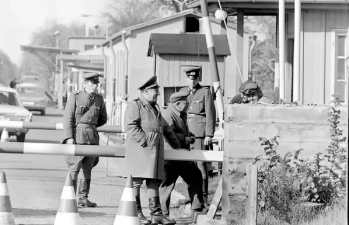 Framed Print : Soldiers at a checkpoint, East Berlin, Germany Framed Print : Soldiers at a checkpoint, East Berlin, Germany