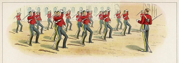 Soldiers doing sword exercises