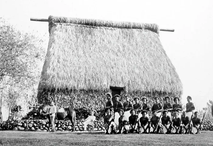 Framed Print : Soldiers guard house, Fiji, Victorian period Framed Print : Soldiers guard house, Fiji, Victorian period