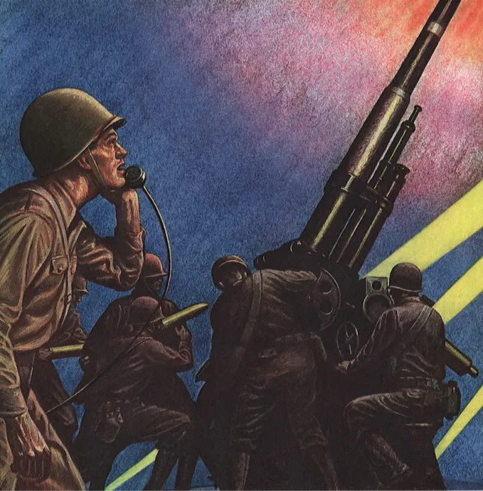 Framed Print : Soldiers and Gun Date: 1943 Framed Print : Soldiers and Gun Date: 1943