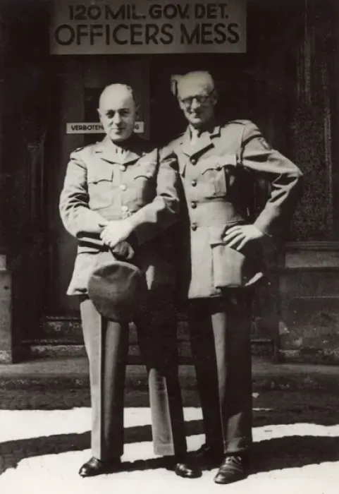 Framed Print : Two soldiers outside Officers Mess, Germany Framed Print : Two soldiers outside Officers Mess, Germany