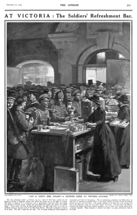 Framed Print : Soldiers Refreshment Bar, Victoria Station, London, WW1 Framed Print : Soldiers Refreshment Bar, Victoria Station, London, WW1