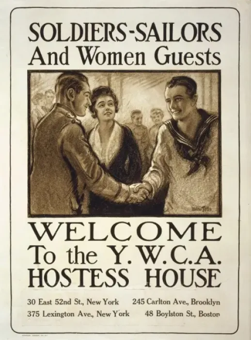 Framed Print : Soldiers-sailors and women guests - Welcome to the YWCA host