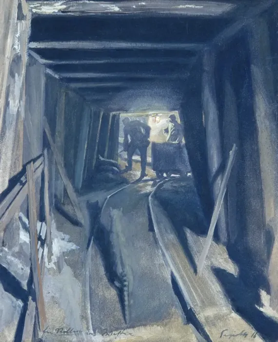 Framed Print : Two soldiers in underground passageway, WW1 Framed Print : Two soldiers in underground passageway, WW1