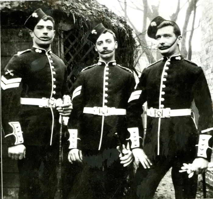Framed Print : Three soldiers in walking out uniform Framed Print : Three soldiers in walking out uniform