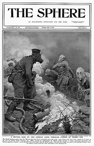 Soldiers on Western Front with gas masks, WW1