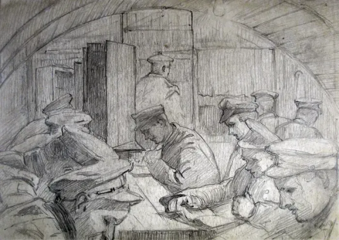 Framed Print : Soldiers writing, reading and relaxing in a Nissen hut Framed Print : Soldiers writing, reading and relaxing in a Nissen hut