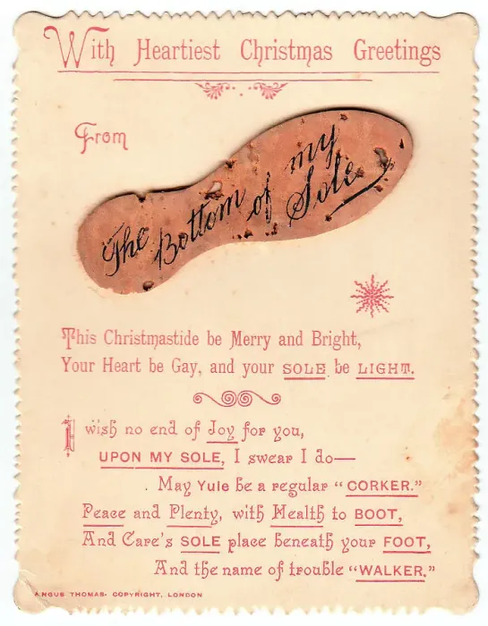 Framed Print : Sole with comic verse on a Christmas card Framed Print : Sole with comic verse on a Christmas card