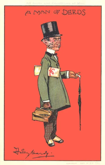 Framed Print : Solicitor. A Man of Deeds. A cartoon of a typical solicitor Framed Print : Solicitor. A Man of Deeds. A cartoon of a typical solicitor