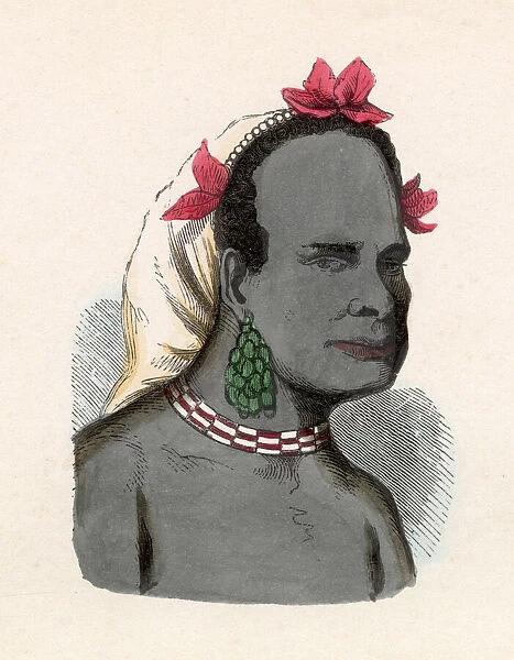 Solomon Islands: native man of Wanu (1 of 2) Date: mid-19th century